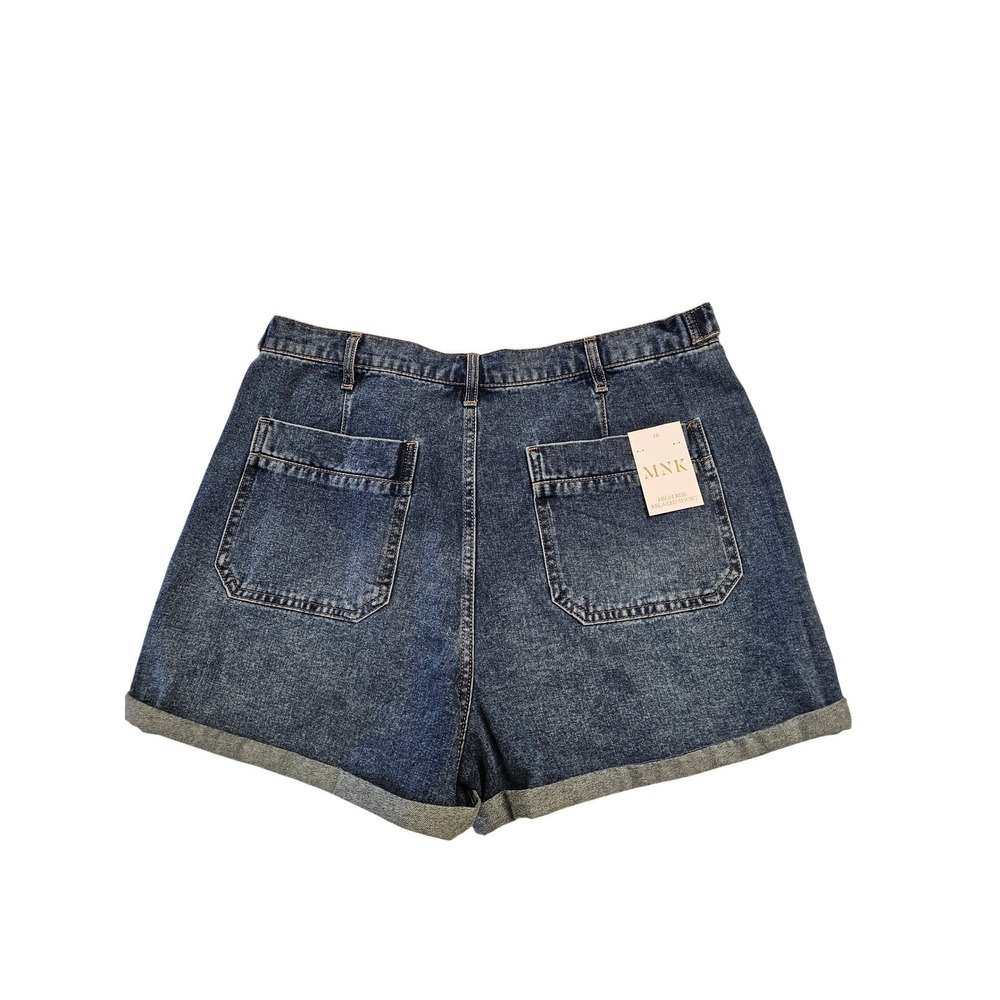MNK Womens High Rise Relaxed Denim Shorts Vintage Blue OM6030AGG1 Size 16 NWT
